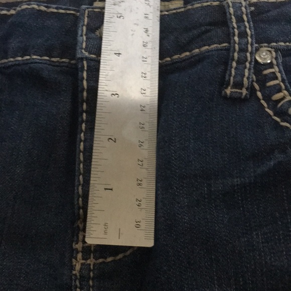 Earl Jean Denim Jeans Skirt Mini Size 6 Rhinestones and Embroidered Stitches - Picture 13 of 14